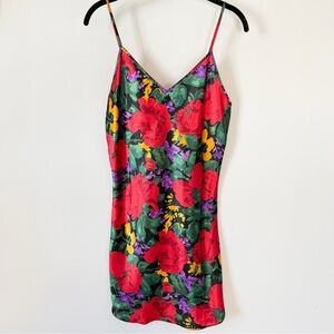 Vintage‎ Victoria’s Secret Gold Label Slip Dress Floral Satin Medium Chemise 90s
